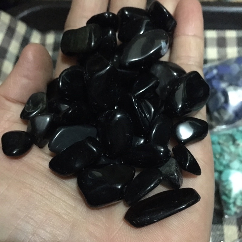 อ๊อบซิเดียน หินดำ 9-12 มิล หินนำโชค หินใส่กระบองเพชร