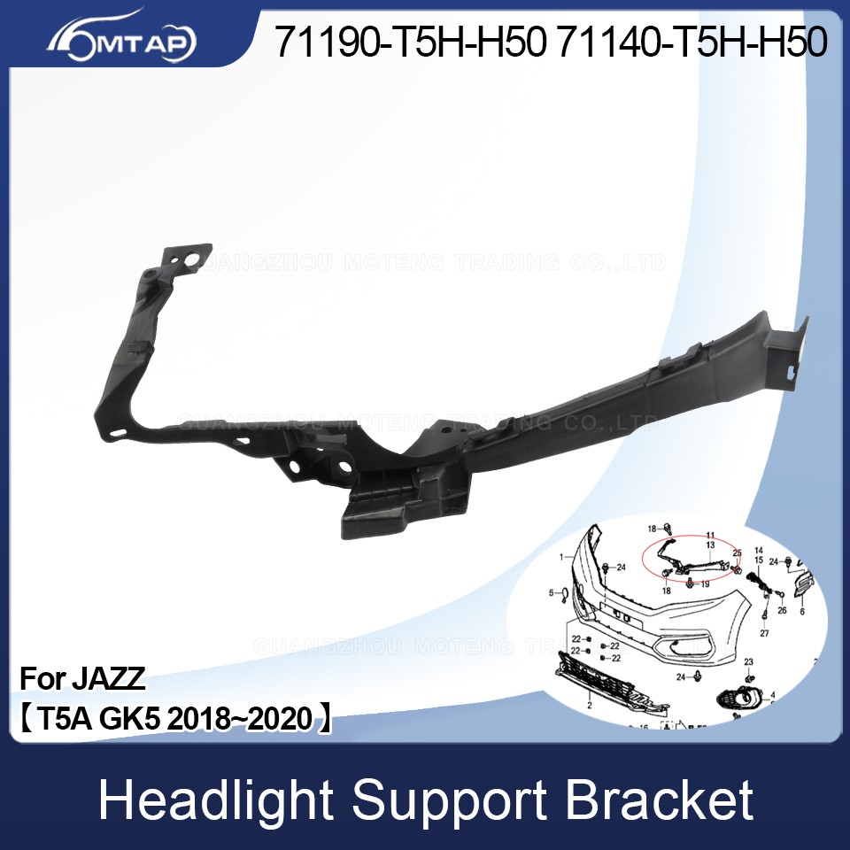 Mtap สําหรับ JAZZ ไฟหน้าสนับสนุนกันชนหน้า Upper Beam สําหรับ HONDA JAZZ T5A GK5 2018 ~ 2020 OEM:71190-T5H-H50 71140-T5H-H50