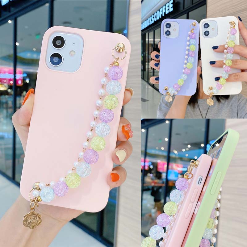 Huawei P10 P20 P30 P40 Mate10 Mate20 Mate30 P50 Pro P20lite Nova3e Mate20X Mate40 Mate40Pro Phone Case Two Rows of Colorful Crystal Beads Bracelet TPU Soft Cover กรณีศึกษา #8