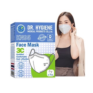 5 ชิ้น - Dr. Hygiene หน้ากากอนามัย N95 แมส หน้ากากอนามัยทางการแพทย์ แมสปิดจมูก หน้ากาก หน้ากากกันฝุ่น KN95 PM2.5 Mask