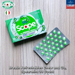 Scope® Breath Refreshable Chew and Go, Spearmint 30 Count น้ำยาบ้วนปาก แบบเม็ดเคี้ยว ลดกลิ่นปาก