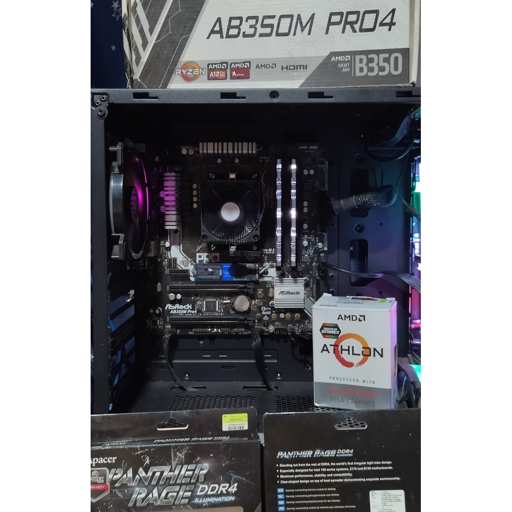 มัดรวมชุด AM4 AB350M Pro4 + ATHLON 200GE + RAM 8 GB มีไฟ (ประกัน JIB ทุกชิ้น)
