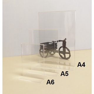 แสตนป้ายแนวตั้ง T-Shape  A4 / A5 / A6 กรอบใส่กระดาษ แสตนตัวที แสตนอะคริลิค