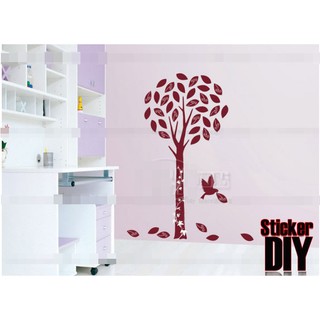 SALE Wall sticker สติ๊กเกอร์ติดผนัง Tree with birds (กว้าง90cm.xสูง120cm.)