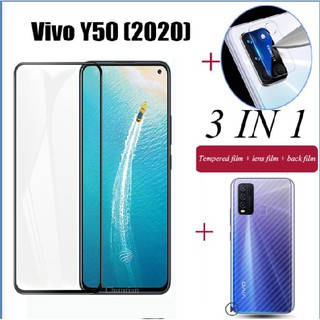 ส่งจากไทย  Vivo Y50  Y20 ฟิล์มกระจกนิรภัย เต็มจอขอบดำ ฟิล์มกันรอยหลัง ฟิล์มกระจกเลนส์กล้อง พร้อมจัดส่ง