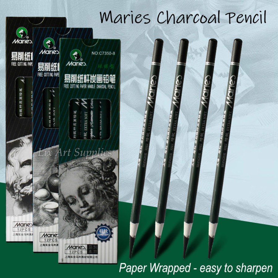 Maries Charcoal Pencil Unit C7350 (ดินสอชาร์โคล) / ห่อกระดาษ