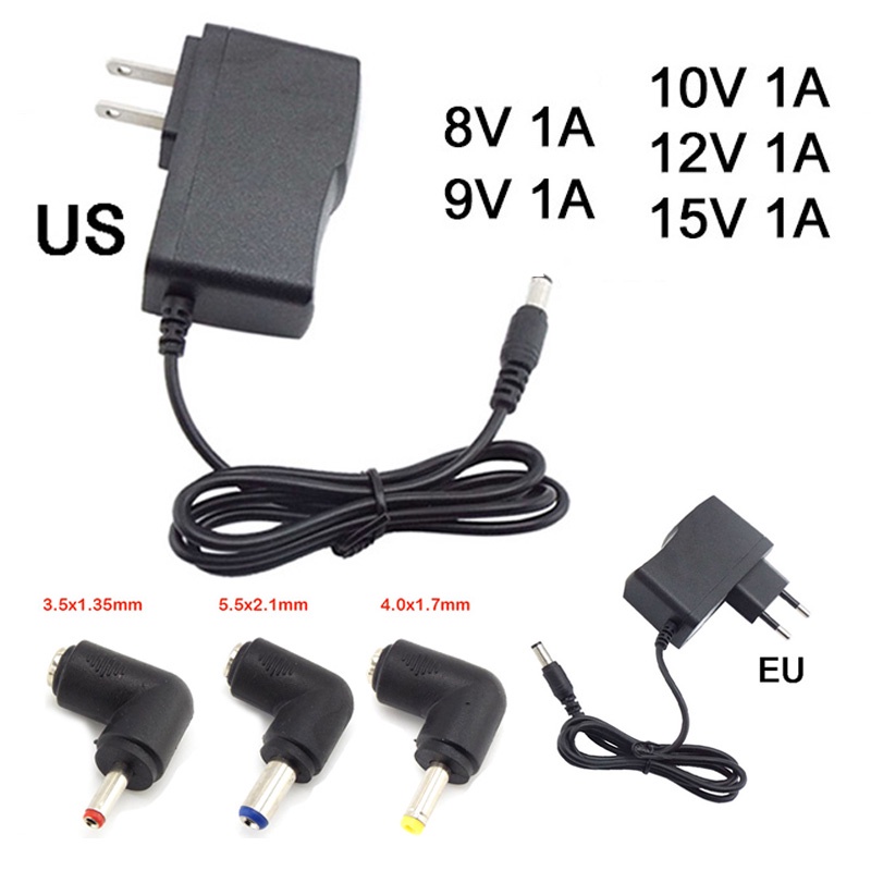 5.5x2.5 มม.DC AC to DC 1A 8V 9V 10V 12V 15V Power Supply Adapter Charger 5.5*2.1 4.0*1.7 3.5*1.35 มุมขวา Connector THH1