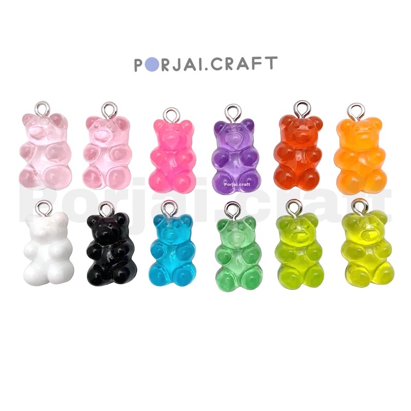 ลูกปัดหมี จี้หมี เจลลี่แบร์ Jelly Bear Pendant Beads ขั้นต่ำ10ชิ้น. 