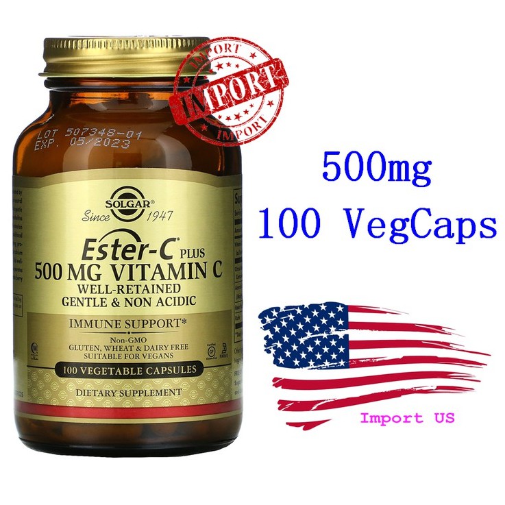 [Pro 12.12] Solgar Ester-C Plus 500 mg, 100 Capsules, Vitamin C, วิตามินซี