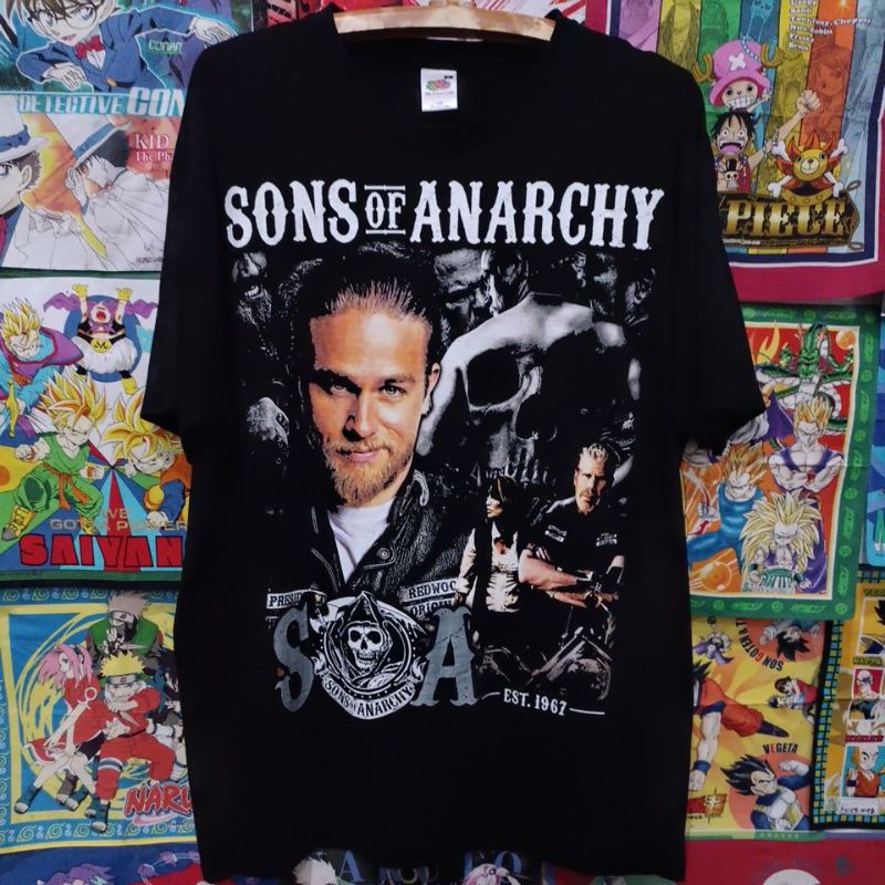 เสื้อยืดมือสอง Usa Bootleg Sons Of Anarchy ลายหน้าหลังเดือดๆ สภาพใหม่มาก Size L. อก23/ยาว30