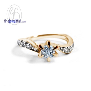 Finejewelthai-แหวนอะความารีน-แหวนเงินแท้-แหวนพลอยแท้-Aqamarine-Silver-Ring-Birthstone-R1211aq (เลือกสีตัวเรือนได้)