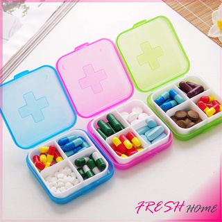 กล่องยา มินิ กล่องสีสันลูกกวาด หลายช่อง กล่องยาแบบพกพา Cross-packing pill box