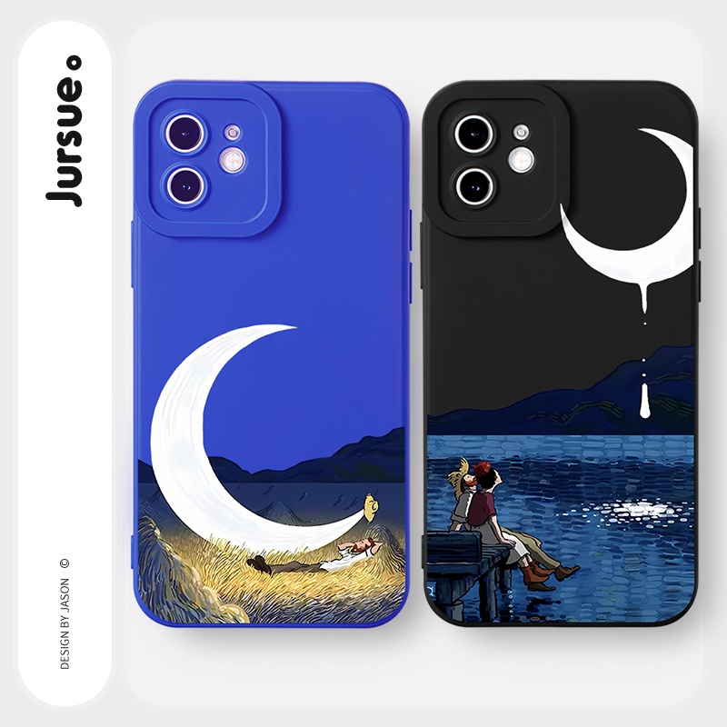 JURSUE เคสคู่ เคสไอโฟน คู่รัก ขอบเหลี่ยมกันกระแทกซิลิโคนนุ่มน่ารักตลก เคสโทรศัพท์ Compatible for iPhone 16 15 14 13 12 11 Pro Max SE 2020 X XR XS 8 7 Plus พลัส Y2075