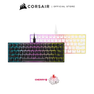 CORSAIR Keyboard K65 RGB MINI 60% Mechanical Gaming Keyboard US Layout — CHERRY MX RED — Black and White