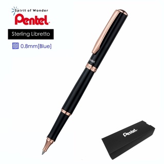 Pentel ปากกาโรลเลอร์ เพนเทล Sterling 0.7mm ด้ามสีดำ/โรสโกลด์