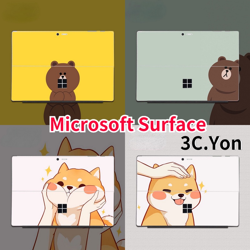 สติกเกอร์ฟิล์ม ลายการ์ตูนสุนัขชิบะอินุน่ารัก กันน้ํา กันรอยขีดข่วน 4 ขอบ สําหรับ Microsoft Surface Go 3 Go 2 Surface Pro 9 8 7 6 5 4 3 2 X RT
