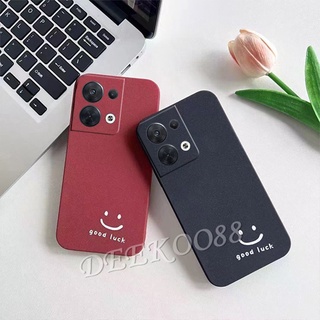 เคสโทรศัพท์มือถือแบบนิ่ม OPPO Reno 8 7 6 Z Pro Find X5 Pro 5G 4G Phone Case Matte Slim  Softcase Solid Color Smiling Face Handphone Casing Couple Red Black Back Cover Reno8 8Z 8Pro Reno7 Reno6 7Z 6Z