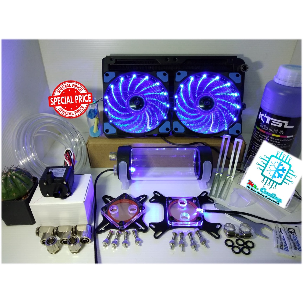 ชุดน้ำระบบเปิดCPU+GPU(การ์ดจอ) หม้อน้ำ2ตอน รุ่นNormal Grade, CPU+GPU Water Cooling Open Loop Set [Bl