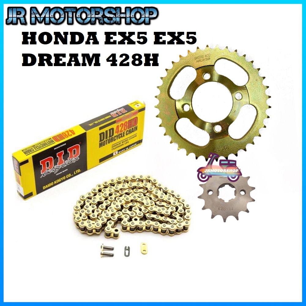 HONDA BIEKRS EX5 EX5 DREAM 428 428H SPOCKET GOLD DID HD CHAIN GOLD SET