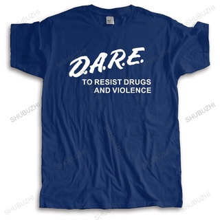 ถูกสุดๆใหม่ เสื้อยืดลําลอง ผ้าฝ้าย แขนสั้น คอกลม พิมพ์ลาย DARE TO RESIST DRUGS ทรงหลวม แฟชั่นสําหรับผู้ชาย และผู้หญิง