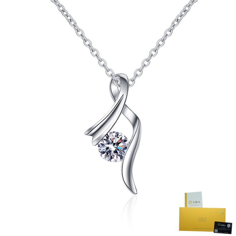[พร้อมใบรับรอง Gra] Pt950 Moissanite สร้อยคอคลาสสิกจี้เพชรสีขาวเครื่องประดับ Fine