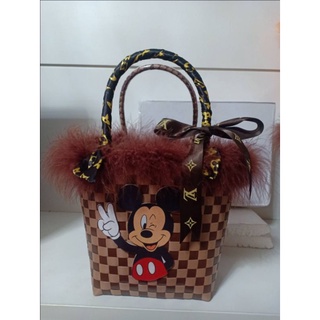 Mickey Mouse bag กระเป๋าพลาสติกสานมิกกี้เมาส์ กระเป๋าแฟชั่น กระเป๋าน่ารัก กระเป๋าราคาถูกแล้วสวย กระเป๋าเที่ยวทะเล