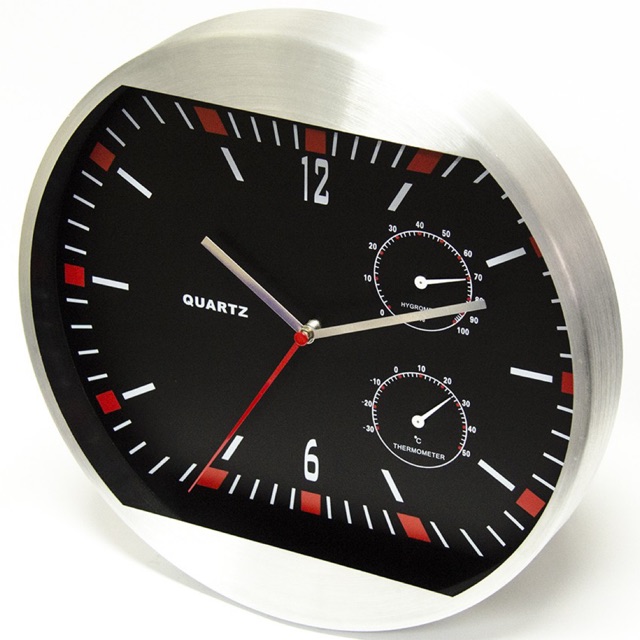 นาฬิกแขวน 11.5" ขอบอลูมิเนี่ยมเงิน รุ่น M2812E-TH เครื่อง Ostar คุณภาพดีมาก