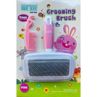 หวีแปรงขนสัตว์ สำหรับสัตว์เล็ก  + หวีขนาดมินิ Alice Grooming Brush  มี 2 สีชมพู และสีฟ้า