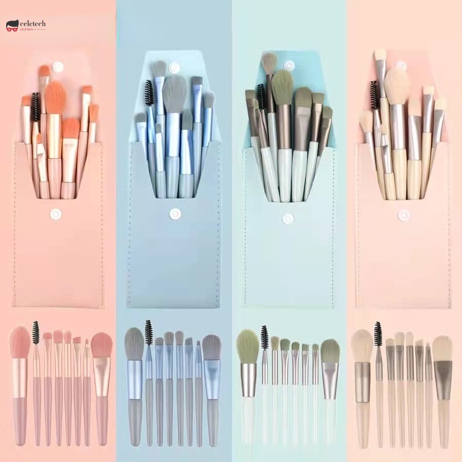 8 ชิ้น Mini Travel ผู้หญิงยูนิคอร์นชุดแปรงแต่งหน้าแบบพกพา Soft คอนซีลเลอร์ Beauty Foundation อายแชโด