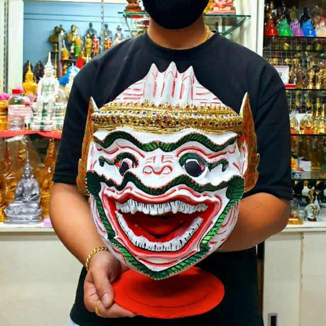 เศียรหนุมาน ขนาดครอบ งานปิดทองประดับเพชร