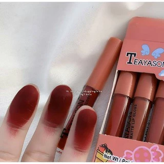 Teayason ลิปสติก ลิปกลอส เนื้อแมตต์ กํามะหยี่ เซ็กซี่ กันน้ํา 5 ชิ้น/เซต