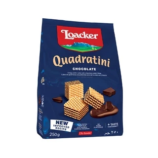 Loacker Quadratini Chocolate ล็อคเกอร์ ควอดราตินี ช็อกโกแลต เวเฟอร์สอดไส้ครีมช็อกโกแลต 250 กรัม