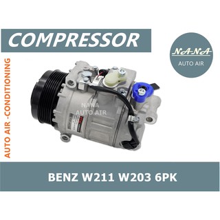 ของใหม่ มือ 1!!! Compressor BENZ W211 W203 6PK คอมเพลสเซอร์แอร์รถยนต์ No.of Grooves  : 6PK  Rate Voltage : 12V