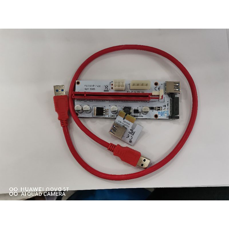Riser ไรเซอร์ Pci-e riser 1x to 16x Pci Express riser card riser for bitcoin rizer (Red)