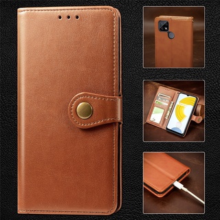 Leather Flip Case เคสฝาพับ เคสหนัง OPPO Realme C21Y C25Y Realme C21  RealmeC21Y C21 Y พลิกปกโทรศัพท์กับผู้ถือบัตรแม่เหล็กพลิก Magnetic Wallet Cards Stand Phone Cover