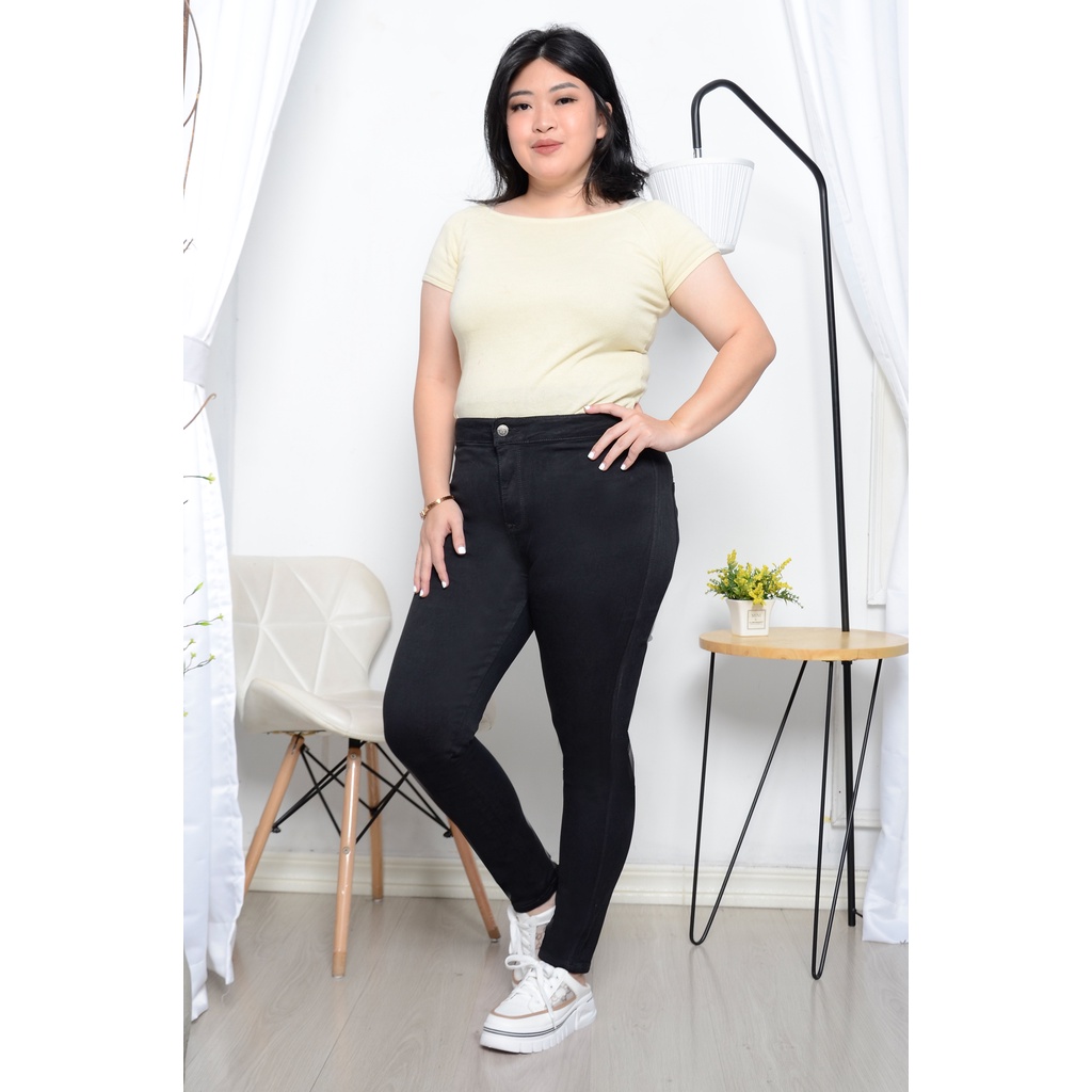 Hitam Himiso VOICE Stretch Jeggings กางเกงยีนส์สีดํา 822 BIG เอวสูง HW ผู้หญิงคุณภาพสูงและ 39; กางเก