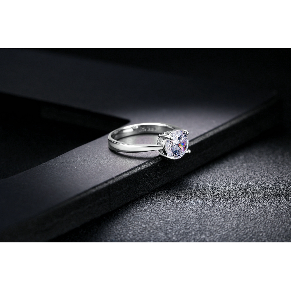 ZHOUYANG แต่งงานสำหรับผู้หญิงสี่ Claw 8mm แหวนเพชร หมั้นกุหลาบสีขาวสีทอง Flashion เครื่องประดับเพื่อนสาวของขวัญ R333 R335 - รูปที่ 5