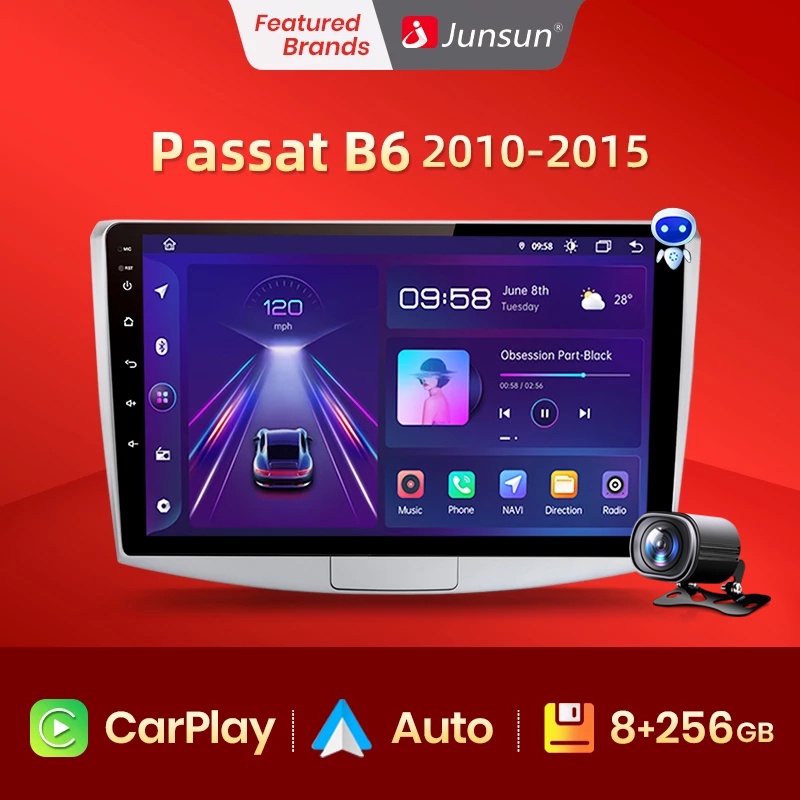 Junsun V1pro 8 256GB 2 din Android Auto Radio for Passat B6 B7 CC 2010-2015 Car Radio Multimedia GPS Track Carplay  2din