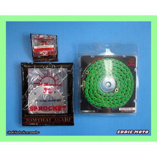 HONDA GROM125 MSX125 FRONT 12T and REAR 30T SPROCKET &amp; CHAIN 420N/120L "GREEN" SET // โซ่สีเขียว #สเตอร์หน้าหลัง