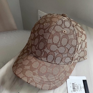 (ผ่เน0%) หมวก HAT IN SIGNATURE JACQUARD (COACH 4855) 📌 สีน้ำตาล KHAKI ลายซี