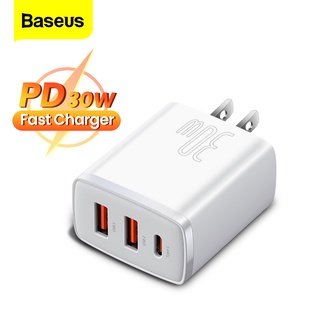 Baseus 20W 30W USB Charger Type C Dual USB ชาร์จเร็ว QC 3.0 อะแดปเตอร์ชาร์จติดผนัง แบบพกพา สําหรับ iphone