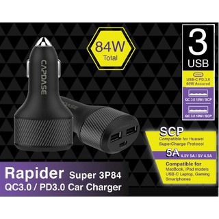 Capdase QC3.0/USB-C PD Rapider Super 3P84 Car Charger