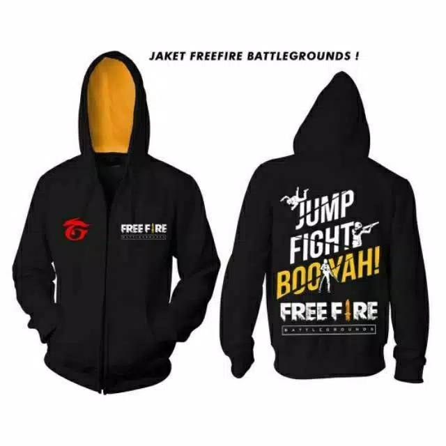 Hitam Hodie ฟรี FIRE JACKET สีดํา YELLOW_HODIIE GAMING FF REGLAN JUMBO JACKET