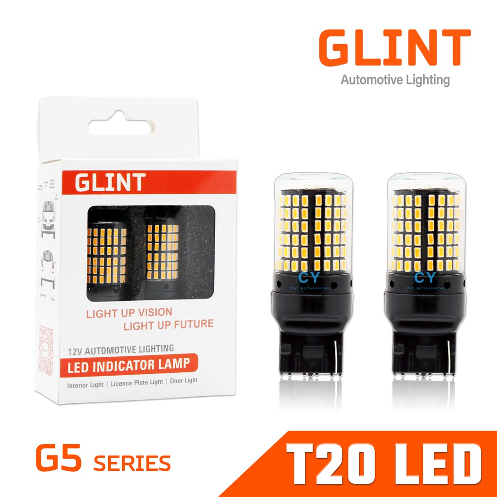 Glint - หลอดไฟเลี้ยว LED G5 T20 WY21W 7440 12V 144SMD T20 1 ชุด 2 ชิ้น