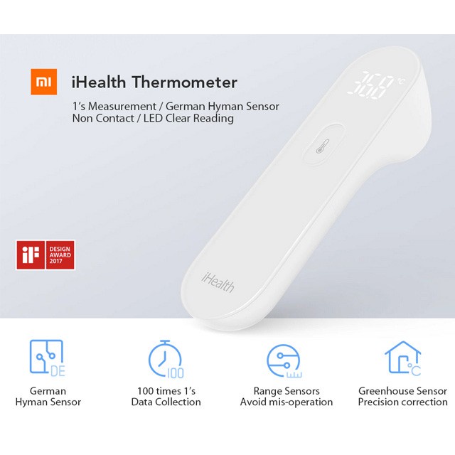 Xiaomi iHealth Thermometer with Built In Ultra Sensor for Adults Kids ...