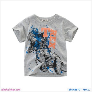 เสื้อยืดสุดเท่ Dino TRex สุดโหด สีเทา สินค้าเด็กคุณภาพจาก IdeaKidShop
