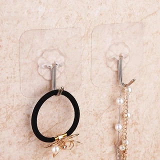 SKY *1set 10pcs* ตะขอติดผนัง ตะขอเอนกประสงค์ 6x6cm ที่แขวนติดผนัง แบบใสไม่ต้องเจาะ ตะขอแขวน ตัวแขวนติดผนัง