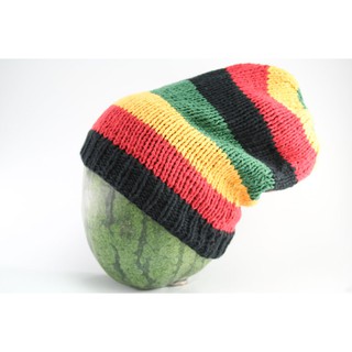 สินค้าราสต้า Beanie Long Large Stripes Green Yellow Red Black หมวกถักราสต้า-เรกเก้สีสันสดใสแบบยาว﻿ RASTA SLOUCHY﻿ BEANIE