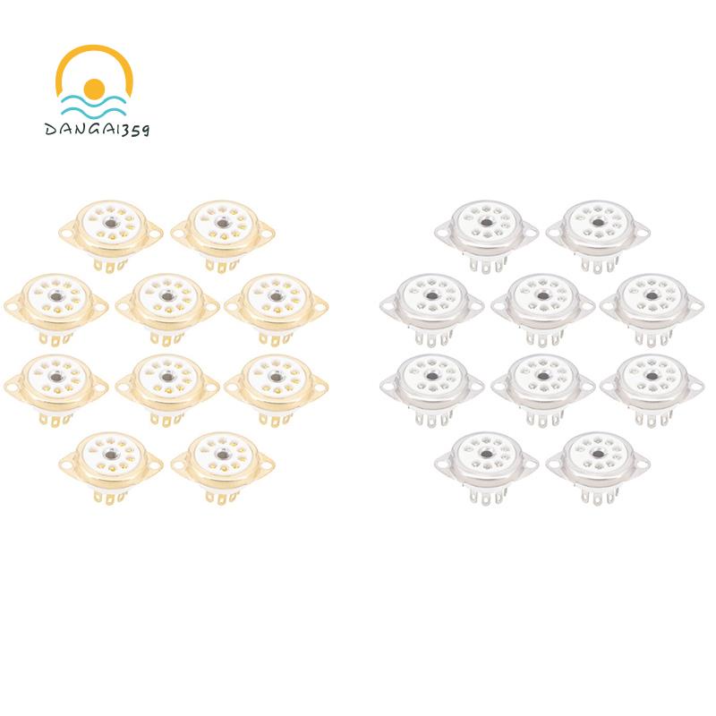 10PCS Ceramic B9A Gold-Plated 9Pin Vacuum Tube Socket Panel Chassis Mount for ECC81 ECC82 ECC83 EL84
