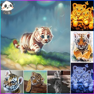 Tiger ภาพวาดเพชร 5D DIY สัตว์เต็มเจาะ Rhinestone Picture 30*40cm